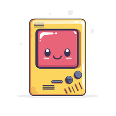 Cute cartoon retro game console illustration