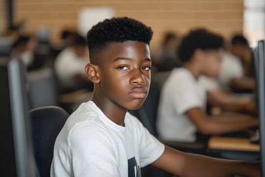 Young student focused on coding course Generative AI