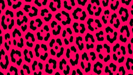 Obraz premium A vibrant pattern featuring black leopard spots set against a bright pink background, creating a bold and eye-catching design.
