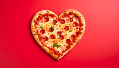 Heartshaped pepperoni pizza.