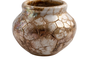 Cracked Pottery: An artistic, aged pottery vessel, adorned with a network of cracks that showcase its history. It's a symbol of resilience and aging gracefully.