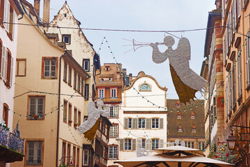 Street Christmas decorations in Strasbourg, France