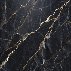 Photo of golden veins trace elegant patterns across a dark marble surface