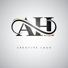  AH Creative Letter Logo with Infinity Symbol – Elegant Minimal Monogram Design for Premium Business Branding, Identity, and Modern Typography