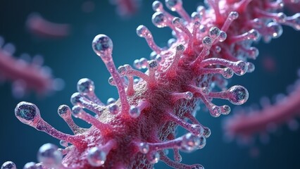 Fototapeta premium Microscopic Art Picture of Pink Virus