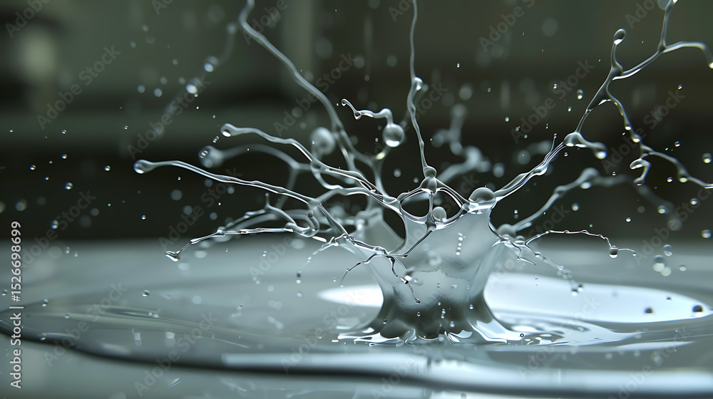 Poster a dynamic water splash creates intricate shapes as it impacts the surface, showcasing the beauty of 