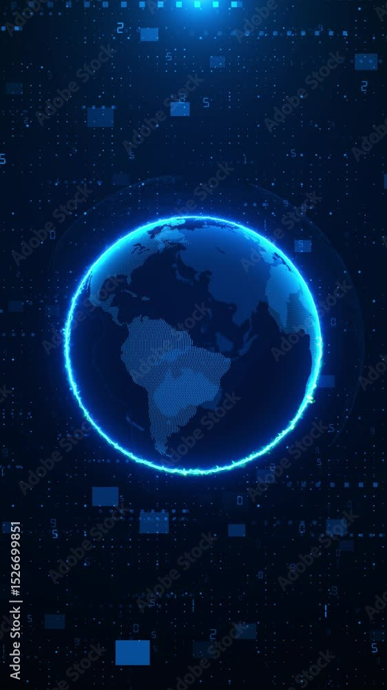 Poster digital cyberspace 3d big data earth globe. futuristic earth globe worldwide 5g communications signa