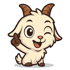 Charming goat cartoon winks 