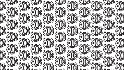 Fototapeta premium Fish black vector silhouette illustration patterns