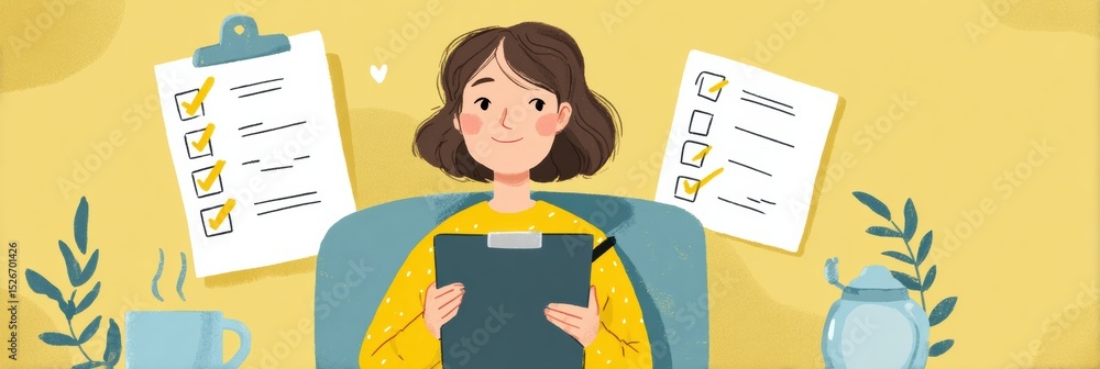 Poster Small Wins Checklist Infographic for Boosting Daily Wellness and Enhancing Productivity in a Comfortable Workspace