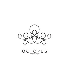 simple octopus line art style logo and vector template