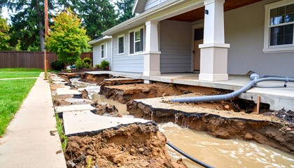 House foundation repair with water damage.