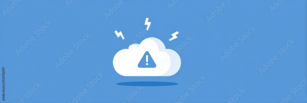 Fototapete Cloud Upload Process Error Indicated by Blinking Symbols With Warning in Open Layout