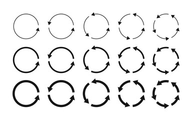 Circular arrows different thickness of black color.