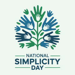 National simplicity day design with hands forming a symbolic tree on a light green background