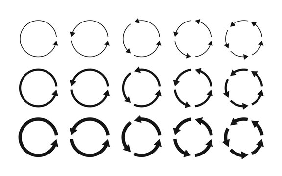 Circular arrows different thickness of black color.