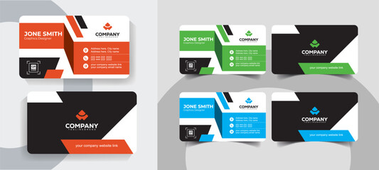 Modern Business Card Template for Corporate and Creative Professionals with Sleek Minimalist Design. Professional corporate business card template with clean design.