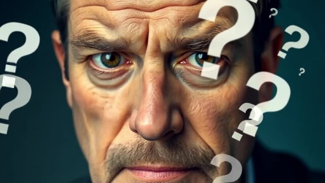 None portrait older man puzzle piece confusion mental health problem video concept