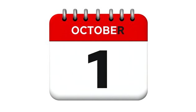 October 1st Calendar Icon.