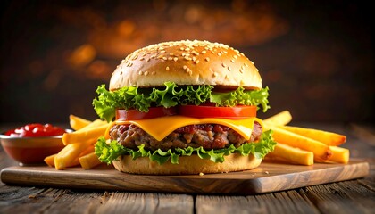 Juicy Cheeseburger  Fries. (1)