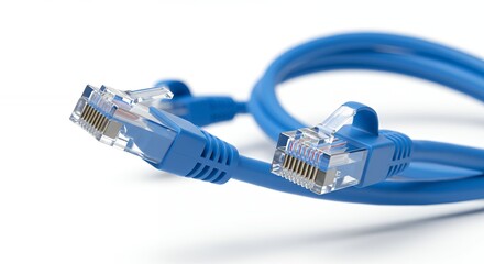 Blue network cables on white background