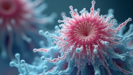 Microscopic schematic diagram of pink virus