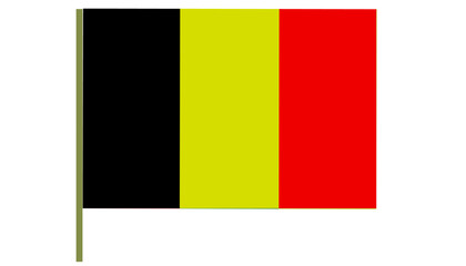 Belgium Flag, Belgium National flag is tricolor 03 equal vertical bands displaying the national colors of Belgium black, yellow, red. Flag isolated on white background. 
Belgium Flag