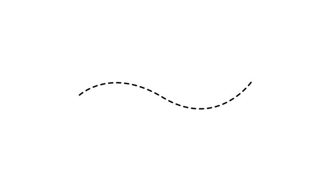 dotted line animation. white arrow on transparent background. 4k Video