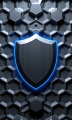 Fototapeta premium Futuristic Shield with Hexagonal Background Design