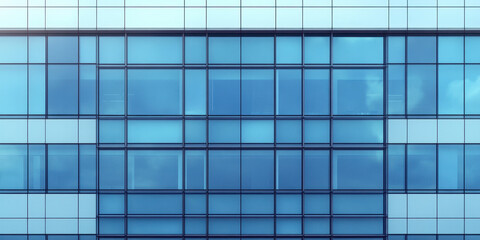 Modern Architectural Facade with Blue Glass Windows