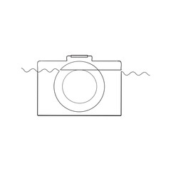 continuous line drawing Camera icon. Photo camera in flat style. Camera symbol.