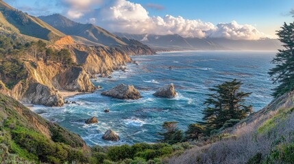 Dramatic coastal scenery featuring ocean cliffs and surrounding natural beauty