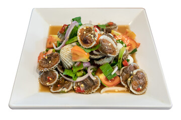 Thai Spicy Cockle Salad (transparent background)