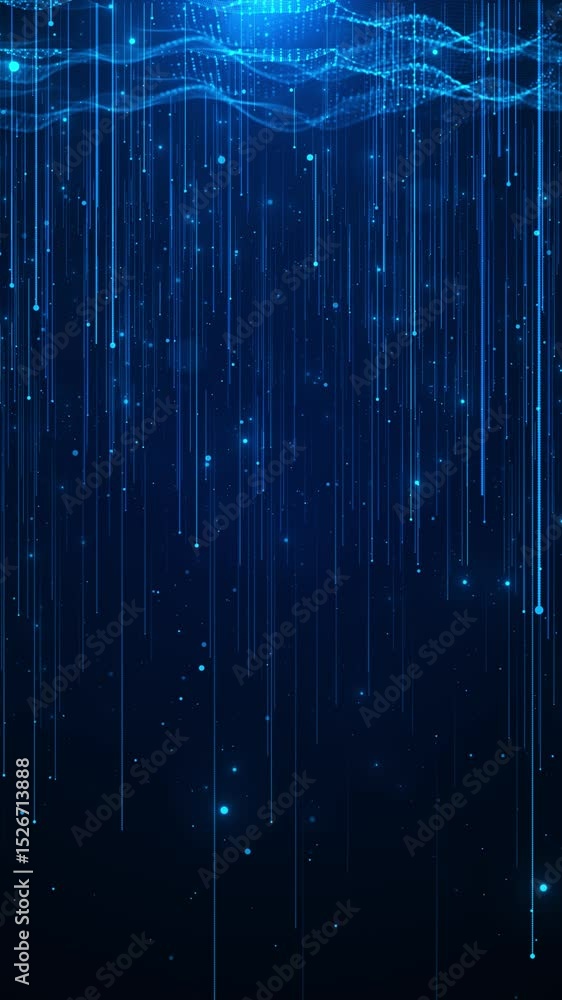 Poster abstract ai wavy digital technology lines with bright lights and dark void background landscape busi