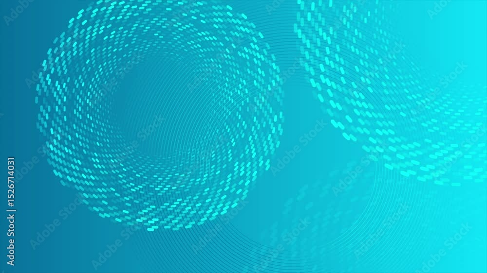 Aufkleber bright blue circular and spiral dotted lines abstract tech geometric background. seamless looping mo