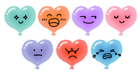 하트 풍선 표정 스티커