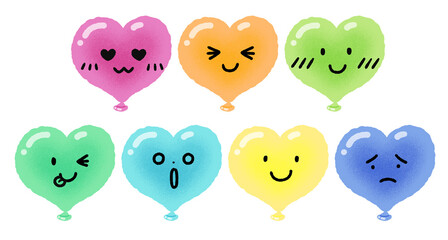하트 풍선 표정 스티커