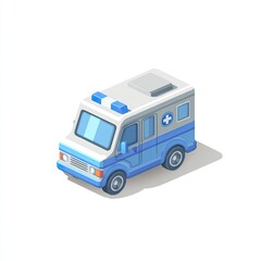 Isometric illustration of a stylized ambulance