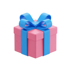 Obraz premium A gift box with a matte pink cube shaped base on transparent background