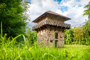 Ancient Roman Watchtower Kastell Zugmantel as part of the Limes fortification on the Empire border...