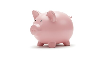 Obraz premium Pink Piggy Bank on White Background symbolizing Saving Money Financial Security and Prosperity