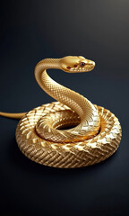 Fototapeta premium Elegant Golden Snake on Dark Background