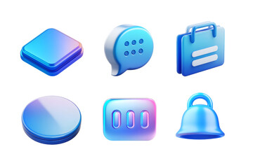 A collection of modern, glossy icons featuring various shapes and designs, perfect for enhancing digital interfaces and user experience with vibrant colors and contemporary style.