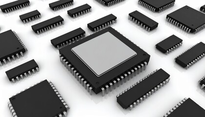 3D rendered Illustration inside CPU electronic and digital hardware
