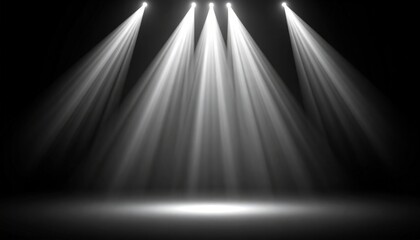 Illuminating Stage: A stage is bathed in a dramatic display of spotlights, where beams of light cut through the air, creating an atmosphere of anticipation and excitement.