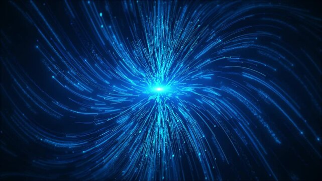 Light lines particles light background, Abstract line digital transfers particle light. Technology digital wave concept. abstract motion wave blue dots glowing defocused. stream. Digital data flow