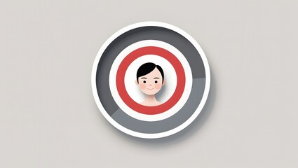 Modern Target Icon with Face: Ideal for Customer Persona & Audience Focus Concepts