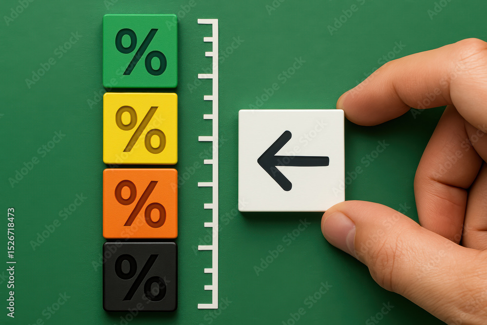 Poster a moves a block with a left arrow beside four colorful percentage blocks symbolizing shifting priori