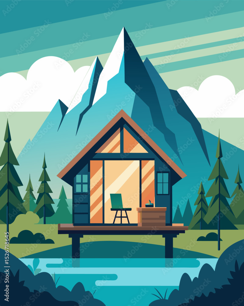 Aufkleber the serene setting of your chalet office helps you focus on your work without any distractions.. vec