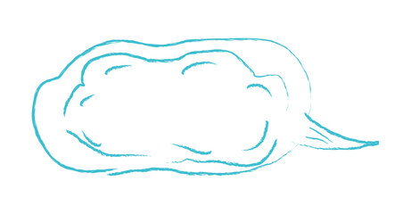 Puffy Thought Bubble with Tail Blue Sketch Vector Illustration